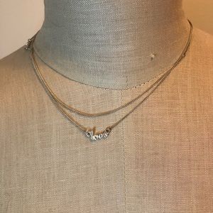 Love necklace Silver Double chain and lips charm